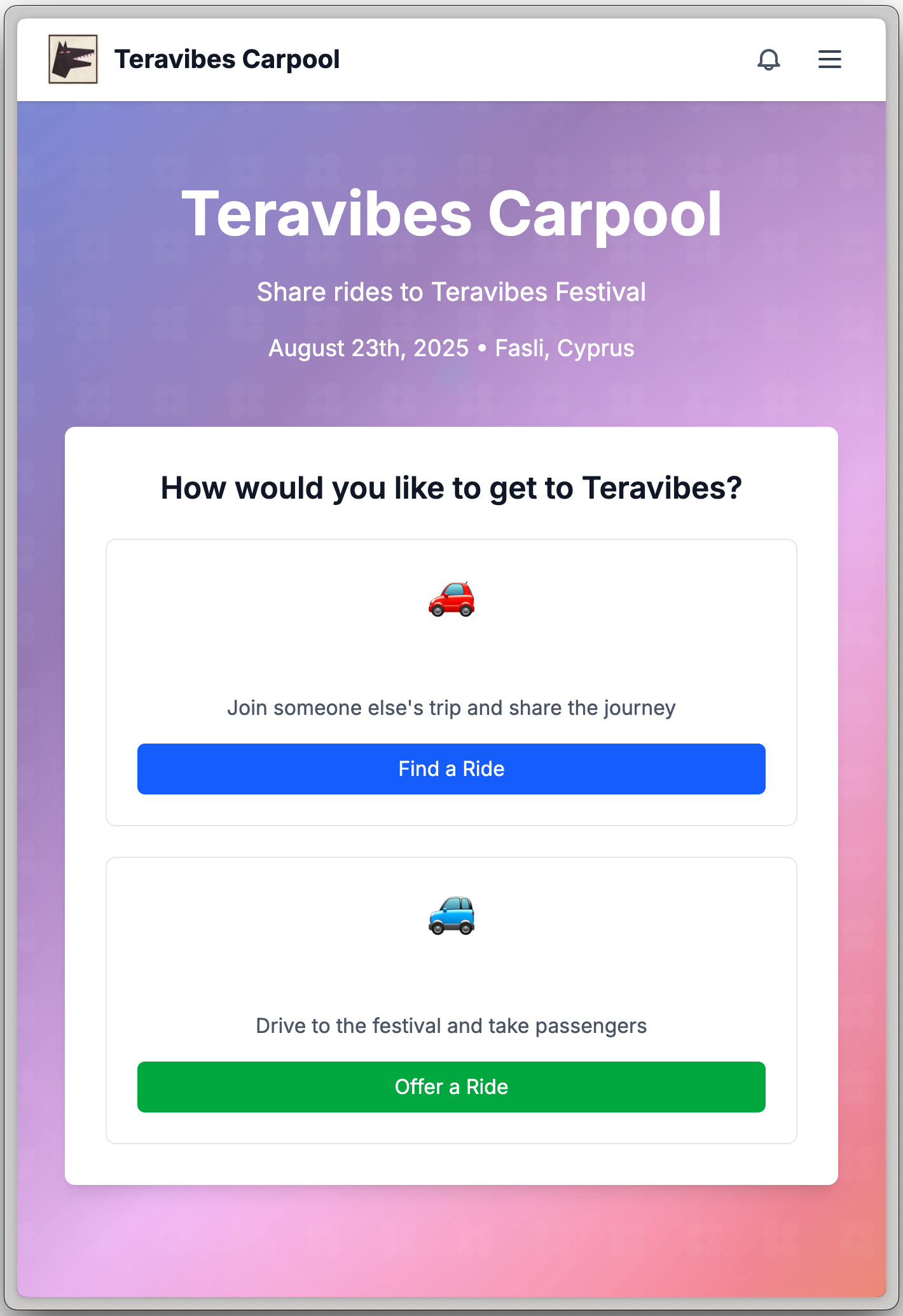 Teravibes Carpool App